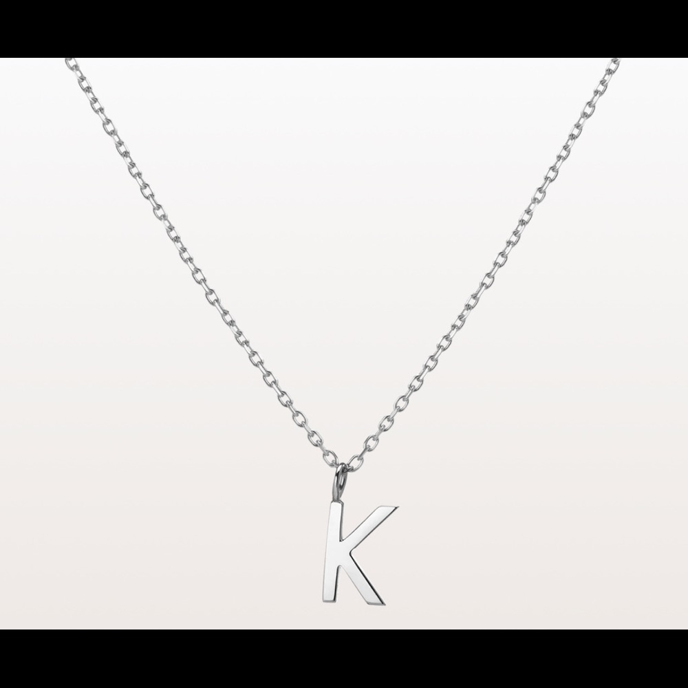 Aurate custom ordered 18K white gold mini letter (K) charm pendant